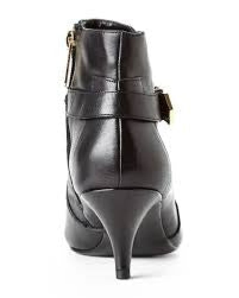 ELLEN TRACY Bentley Ankle Boots, Black Leather, Size 9M