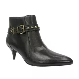 ELLEN TRACY Bentley Ankle Boots, Black Leather, Size 9M