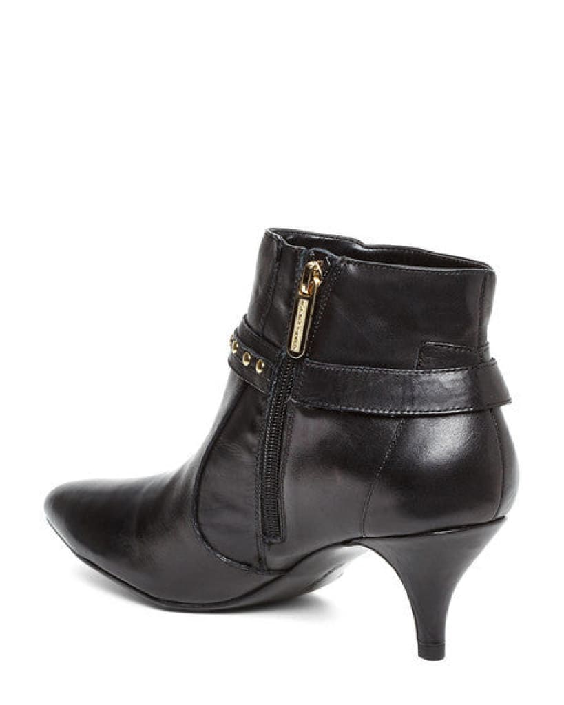 ELLEN TRACY Bentley Ankle Boots, Black Leather, Size 9M