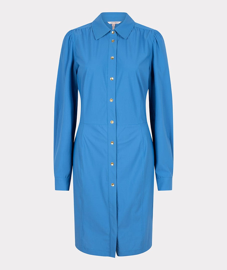 Esqualo Blue Puff Sleeve Shirt Dress SP2305016