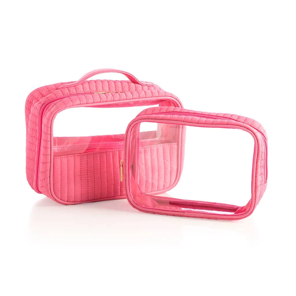 Ezra clear cosmetic cases set of 2 - Pink