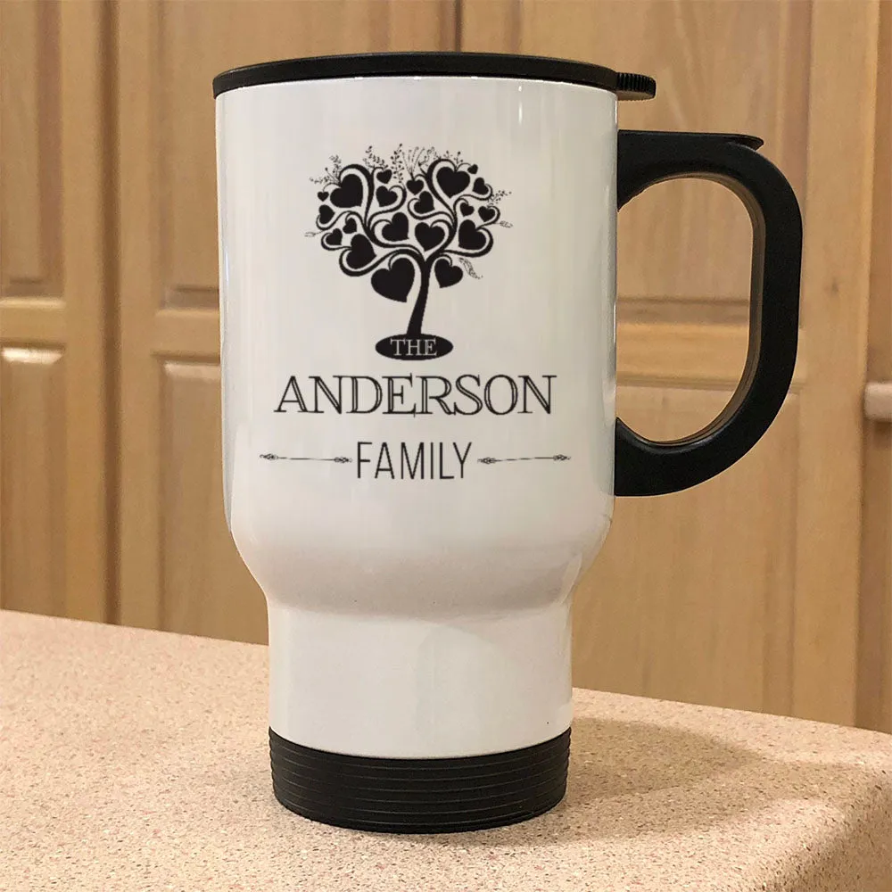 Family Tree Custom Metal Coffee and Tea Travel Mug