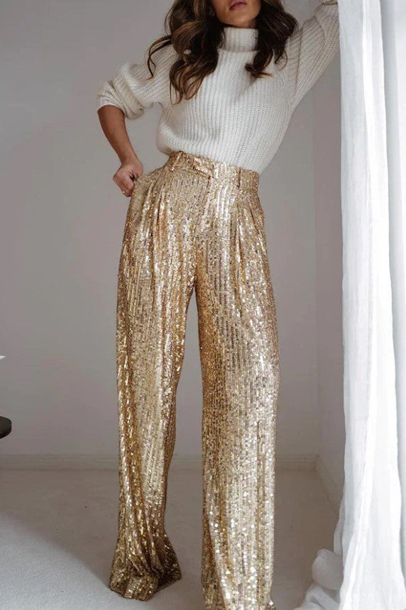 Fancy Pants Sequin Wide Leg Pants