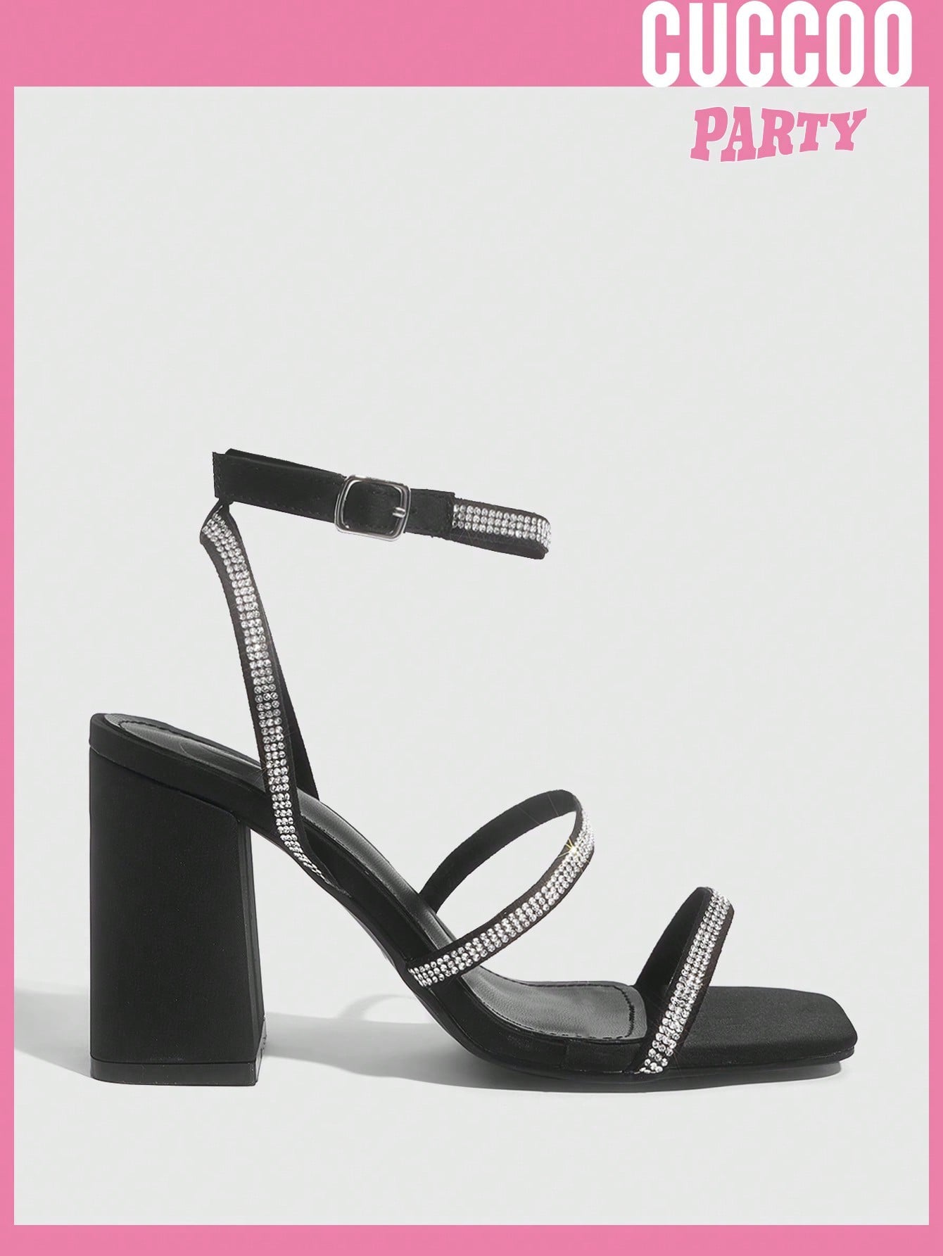 Fashionable Black Rhinestone Band High Heel Sandals in Classic Style for Spring and Summer - Women's Shoes