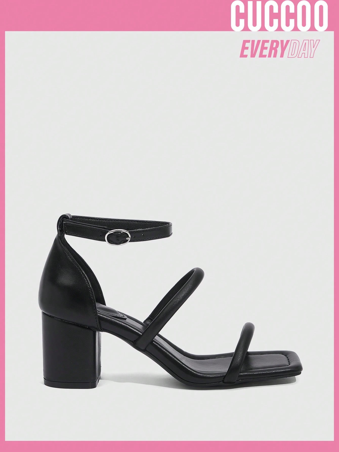 Fashionable High Heel Ankle Strap Sandals, Black, Slim Straps, Spring Summer