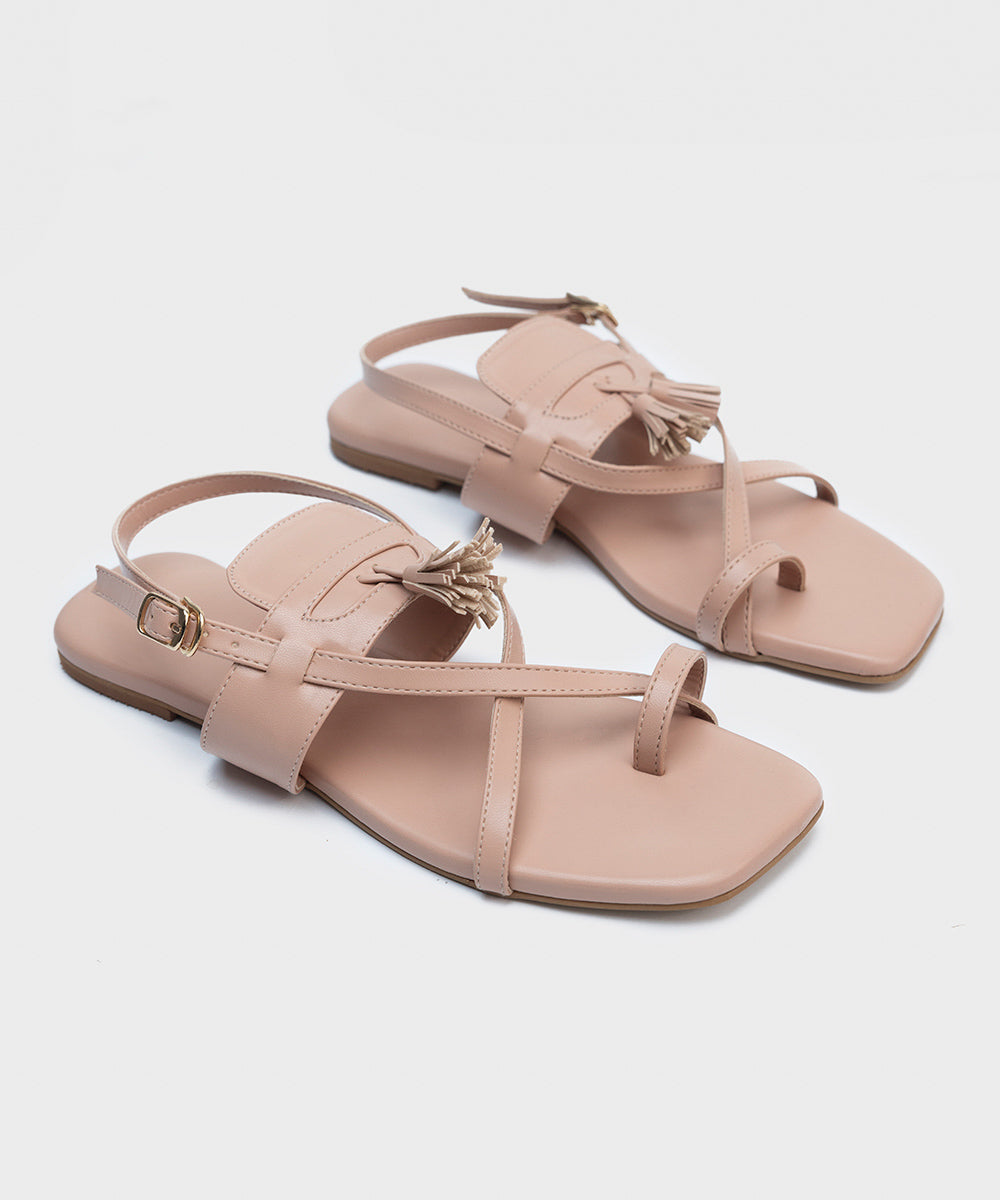 Faux leather sandals for women