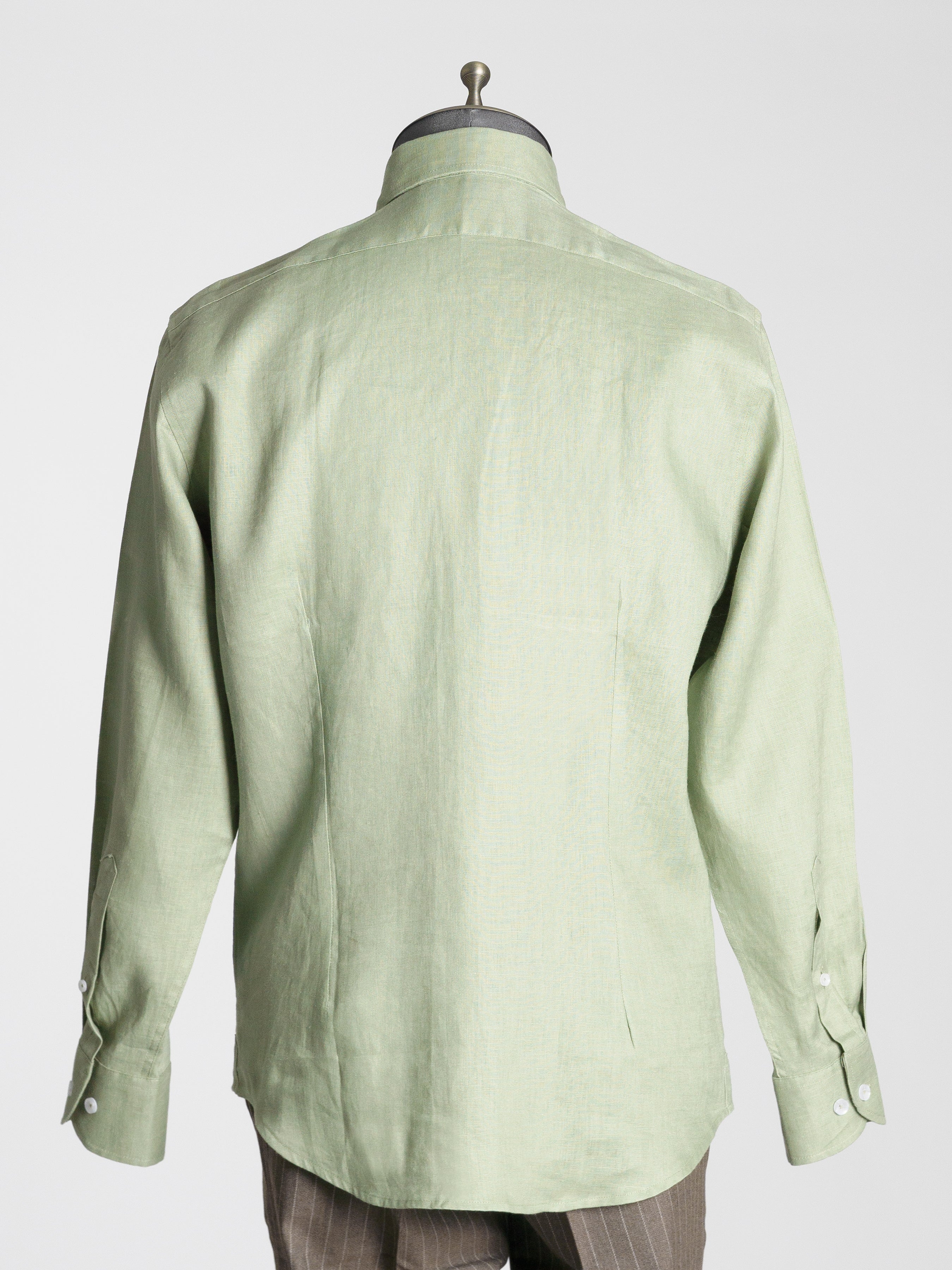 Franco Linen Shirt - Green with Windsor Collar