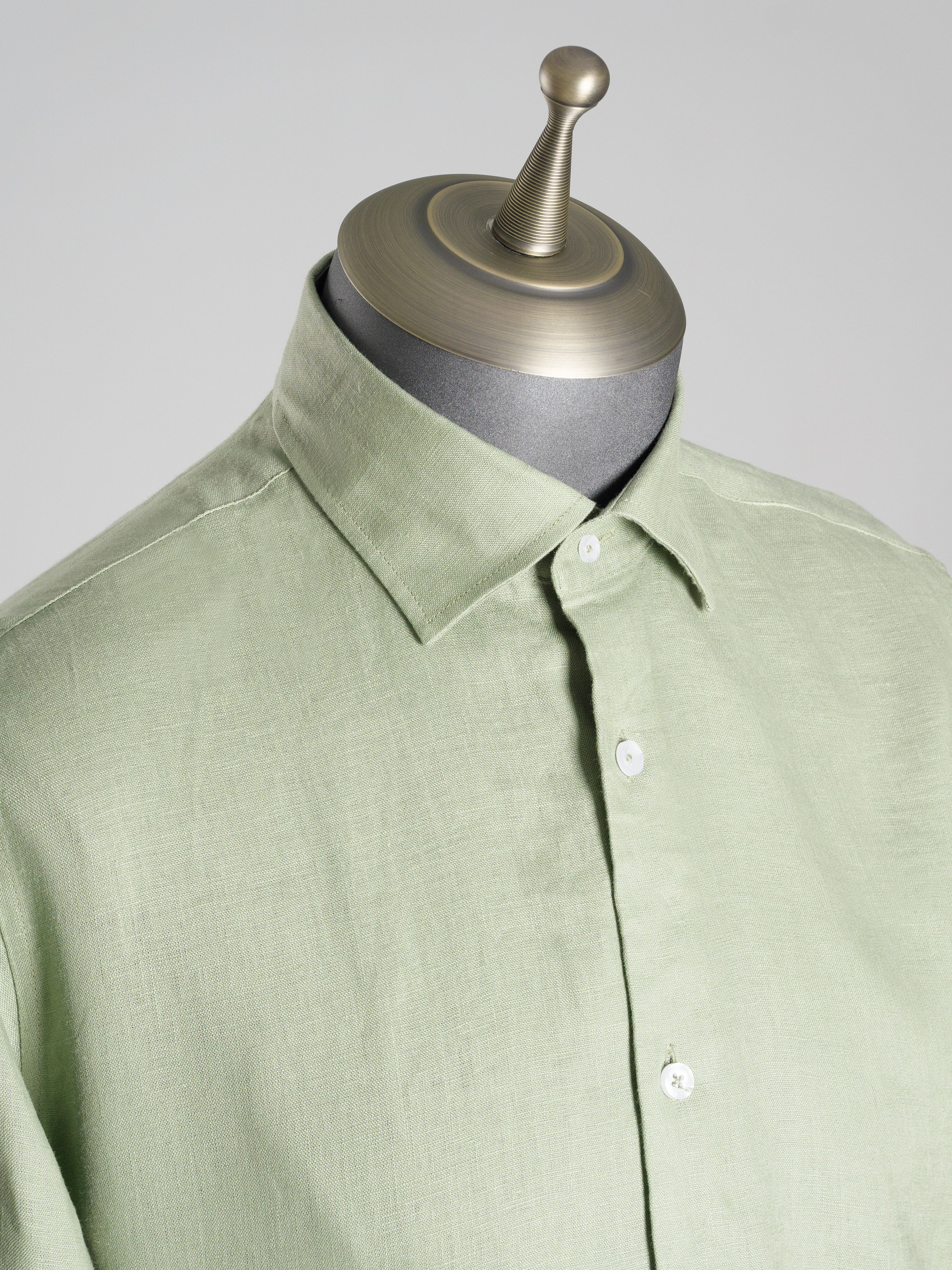 Franco Linen Shirt - Green with Windsor Collar