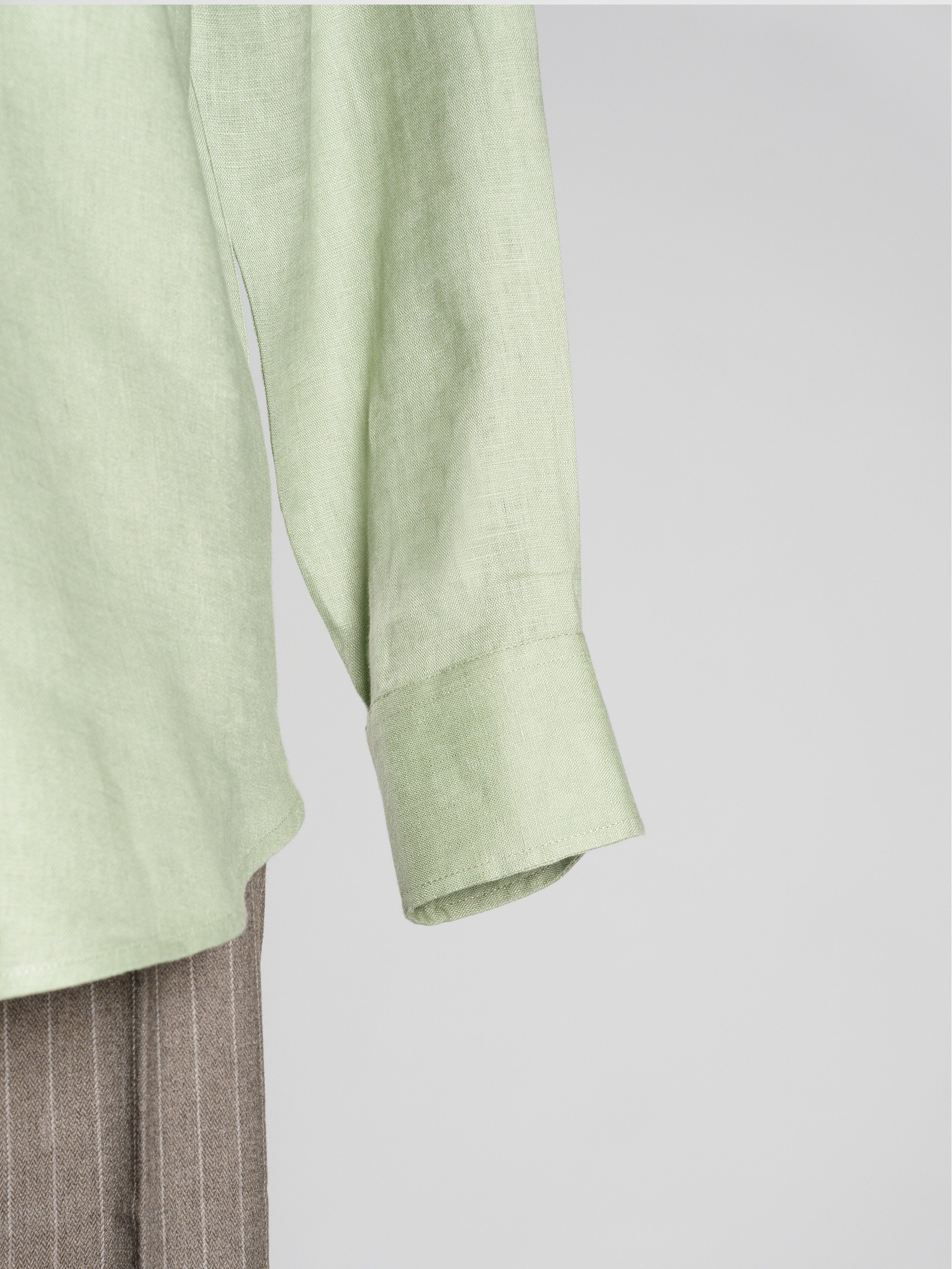 Franco Linen Shirt - Green with Windsor Collar