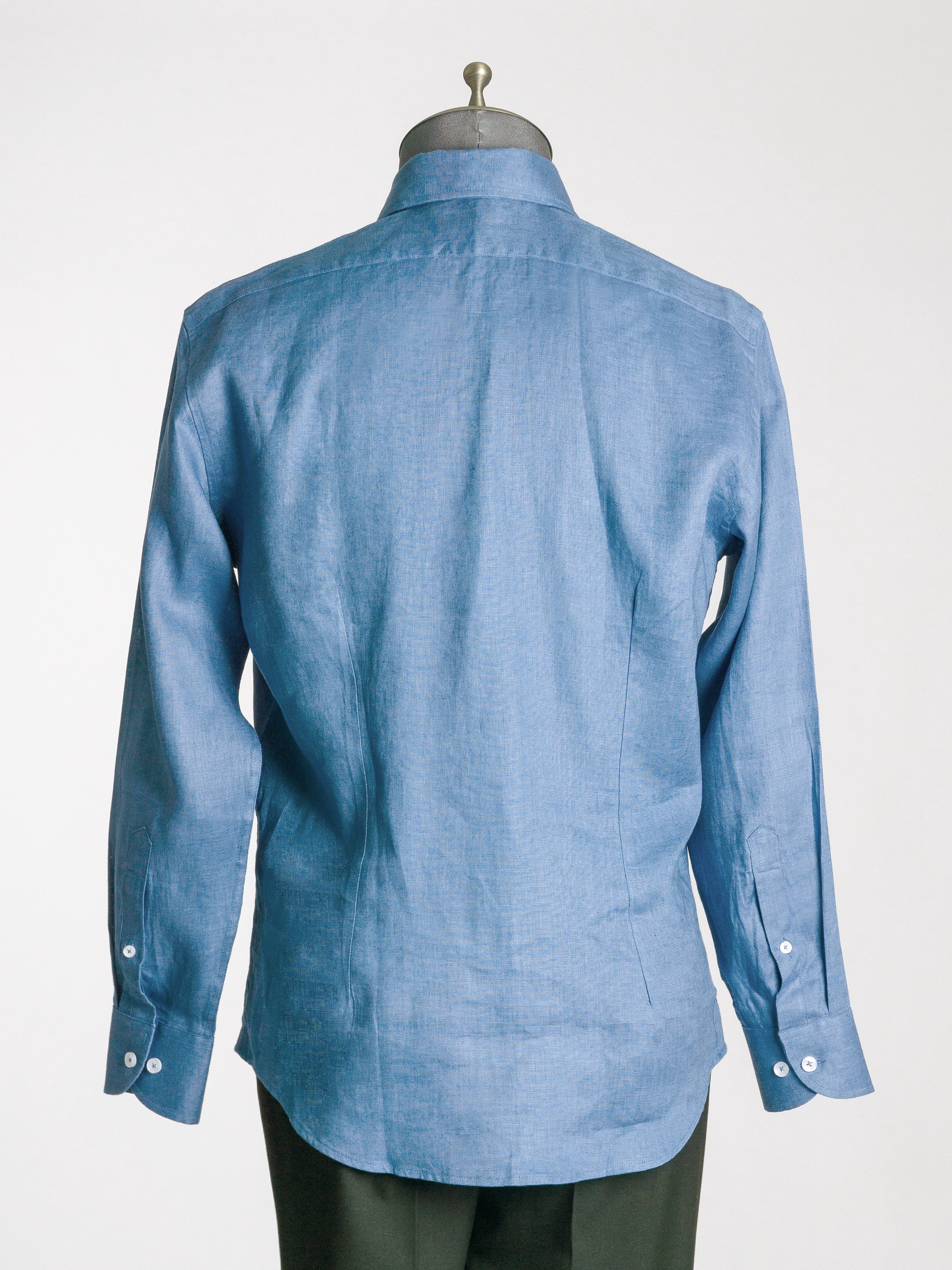 Franco Linen Shirt - Royal Blue with Windsor Collar