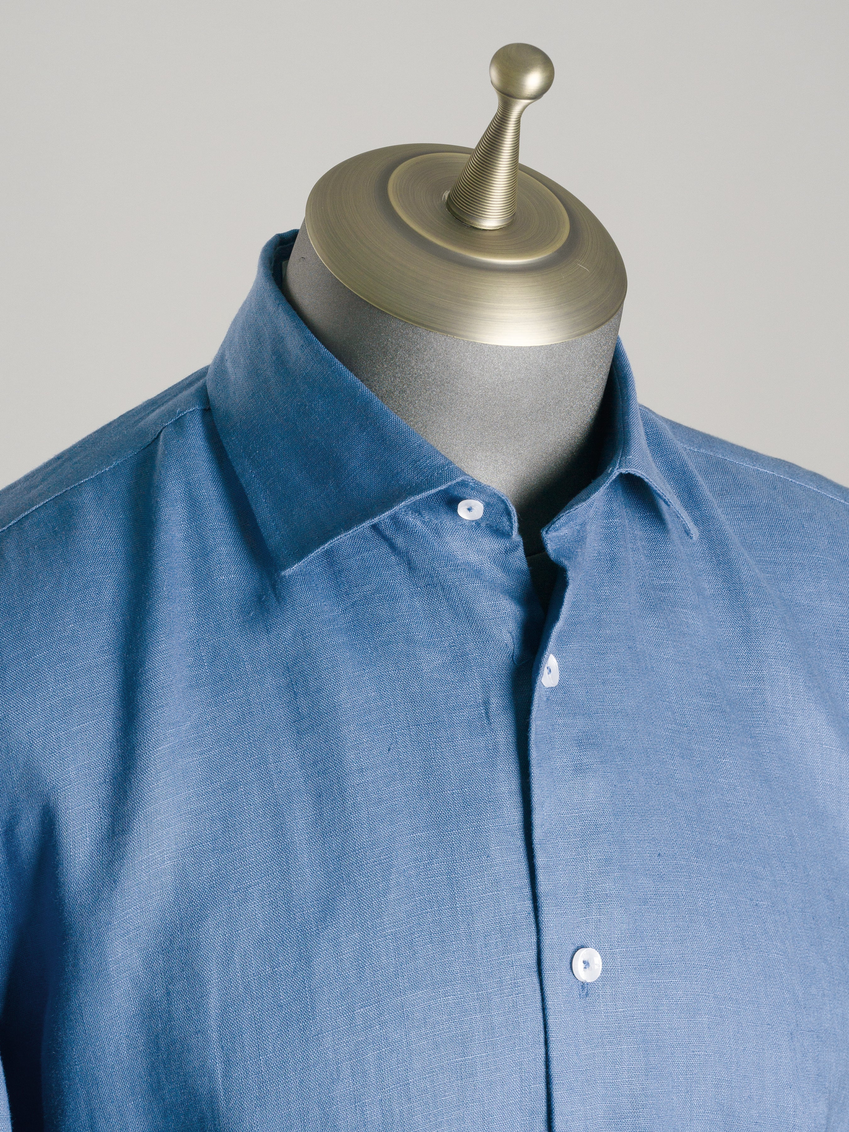 Franco Linen Shirt - Royal Blue with Windsor Collar