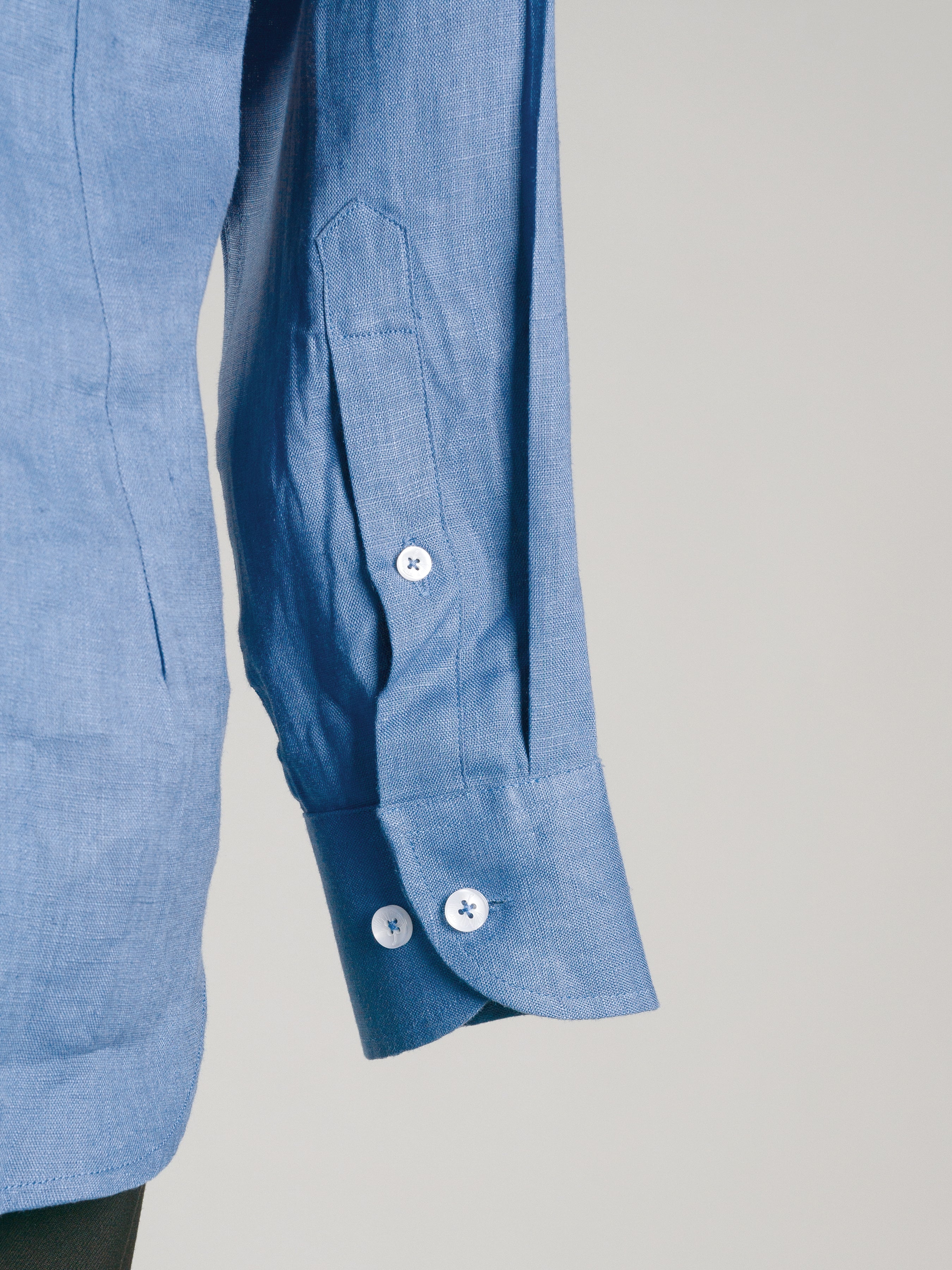 Franco Linen Shirt - Royal Blue with Windsor Collar