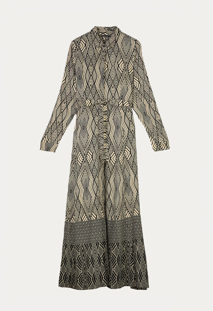 geometrical printed maxi shirt dress