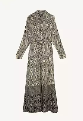 geometrical printed maxi shirt dress