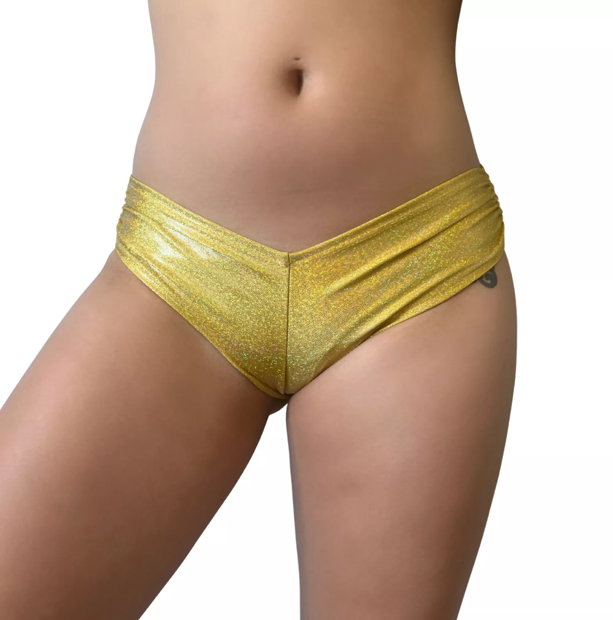 Gold Holographic Rave Booty Shorts