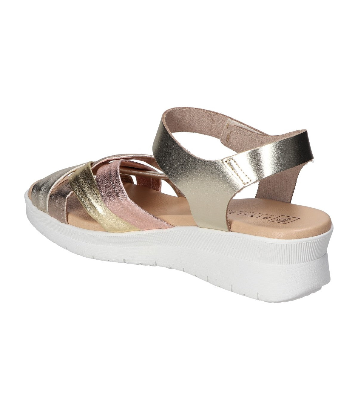 Gold Leather Wedge Sandal - Pitillos