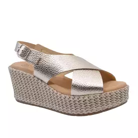 Gold Wedge Espadrille Sandal by Pitillos