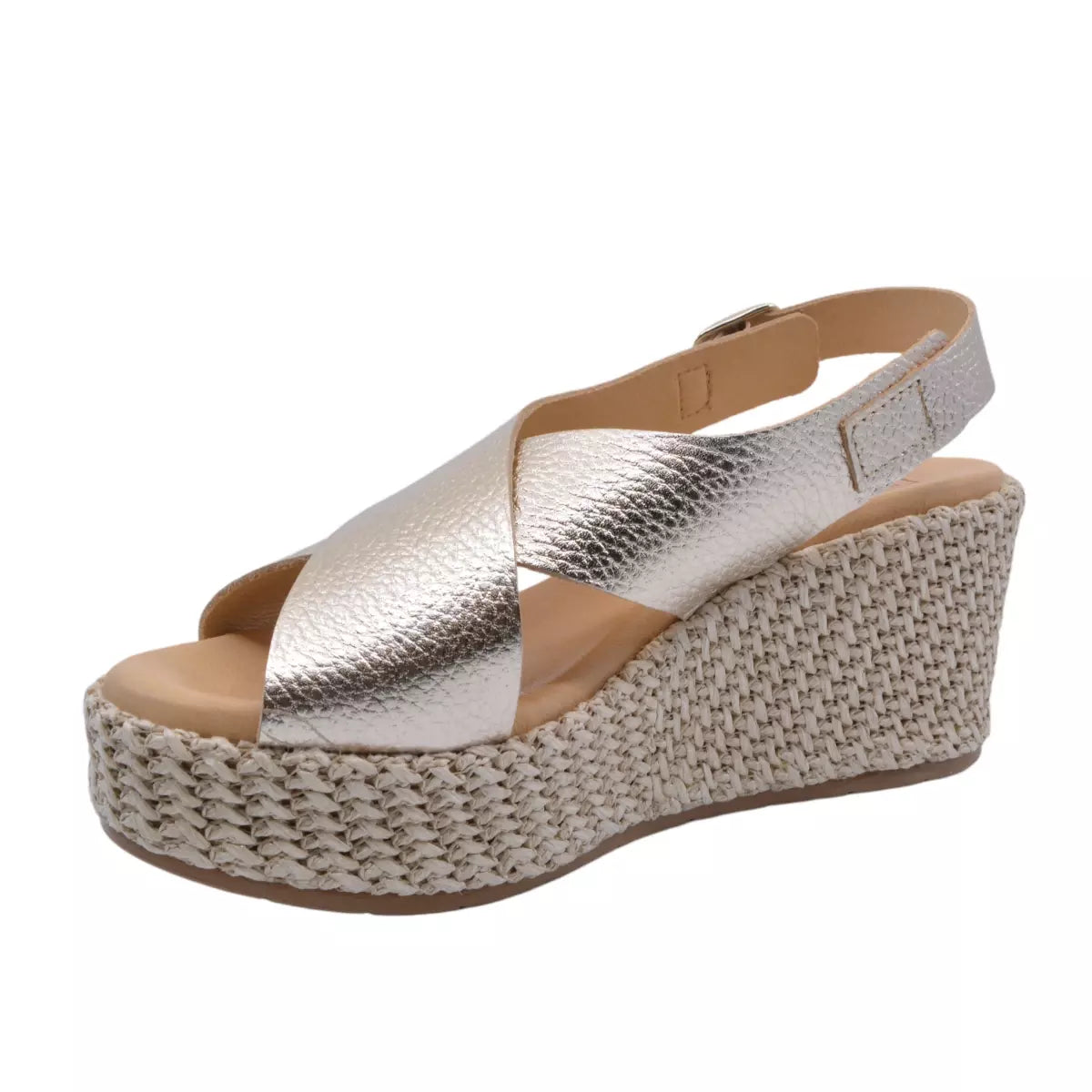 Gold Wedge Espadrille Sandal by Pitillos