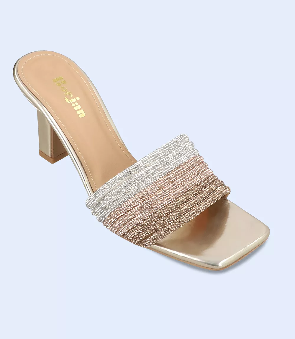 Gold Women's Formal Slipper with Heeled Sole - BW9497