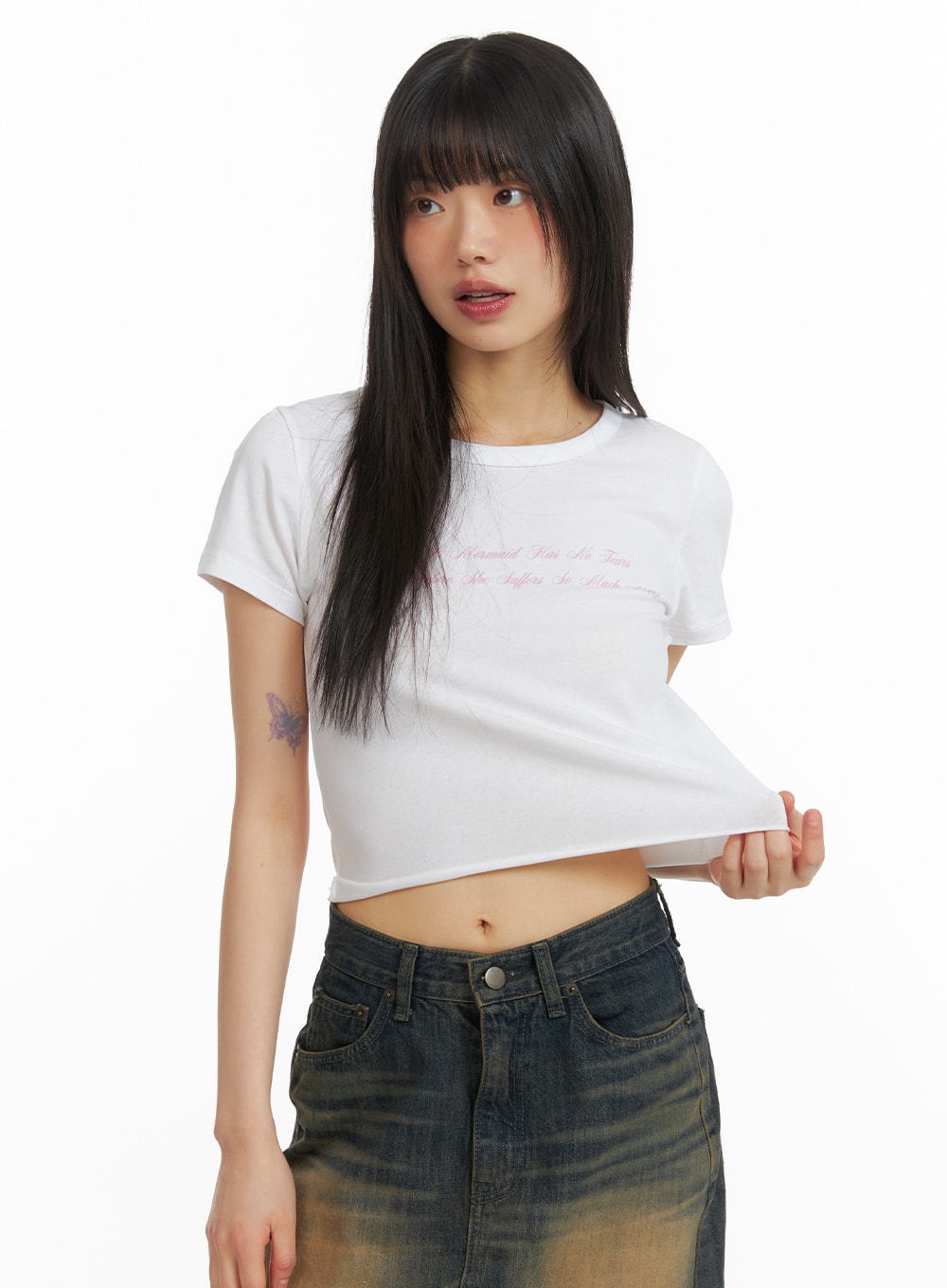 Graphic Letter Crop T-Shirt CM413