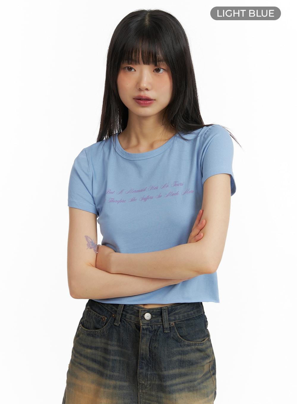 Graphic Letter Crop T-Shirt CM413