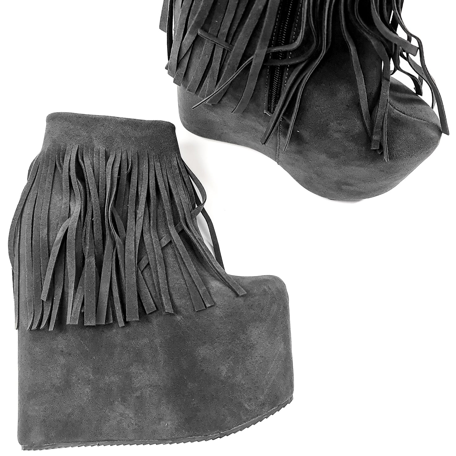 Gray Wedge Platform Boots