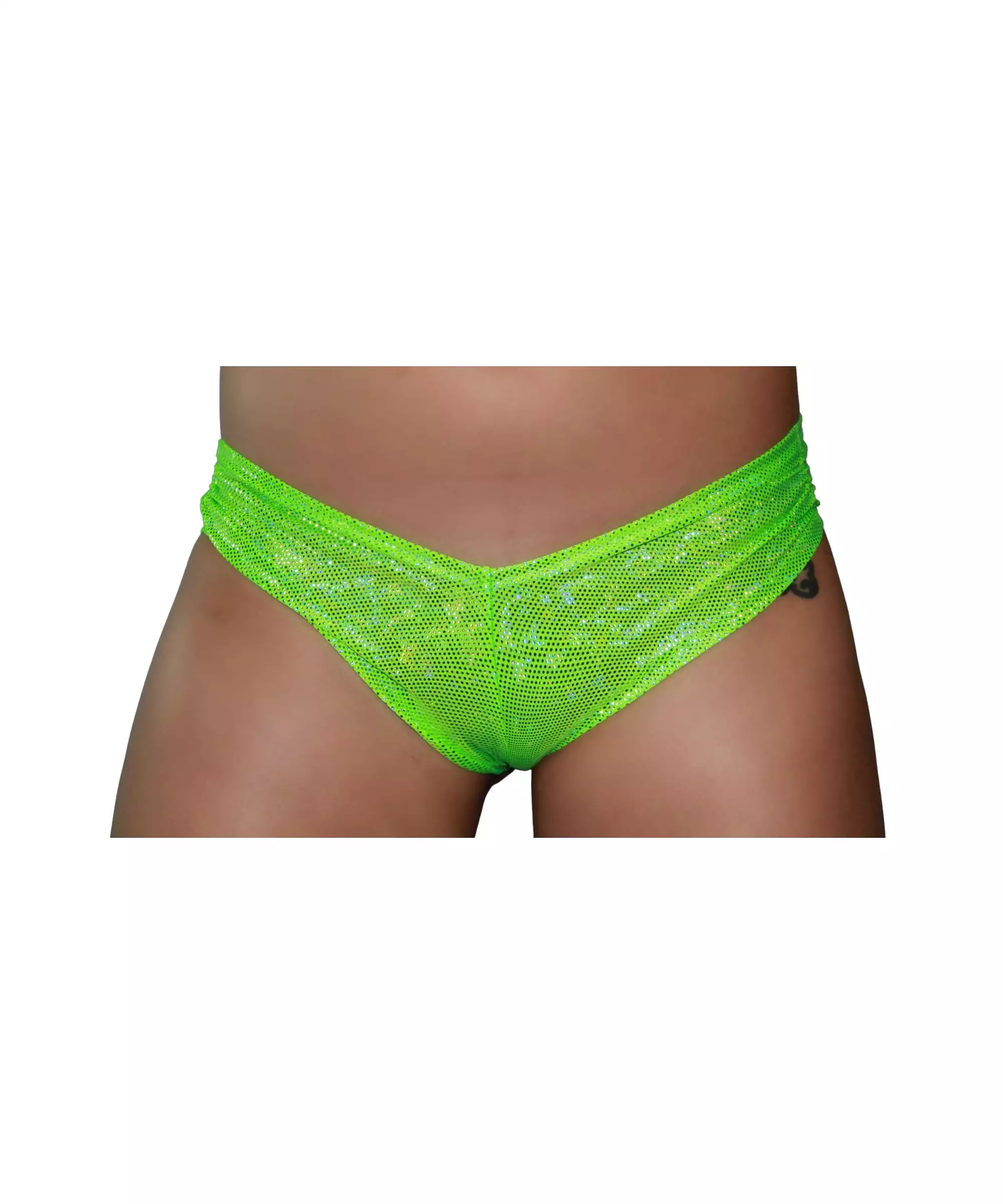 Green Rave Holographic Booty Shorts