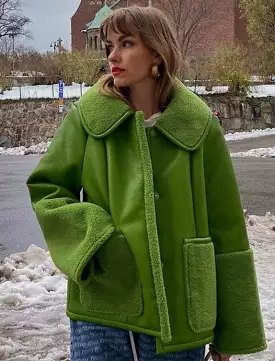 Green Women Short Coat Autumn Winter Coats 2024 - Fashion PU Leather