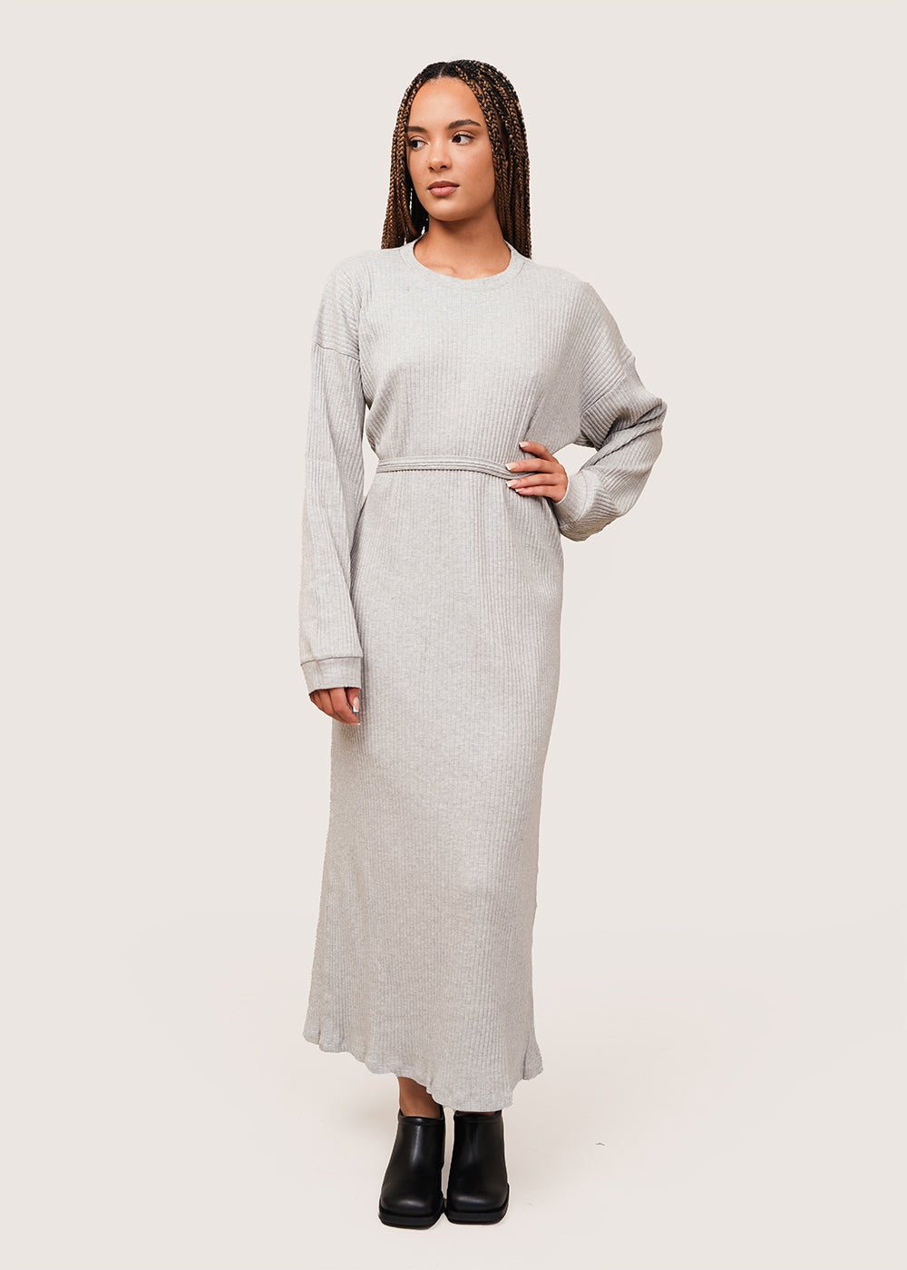 Grey Long Sleeve Kaftan Shawl