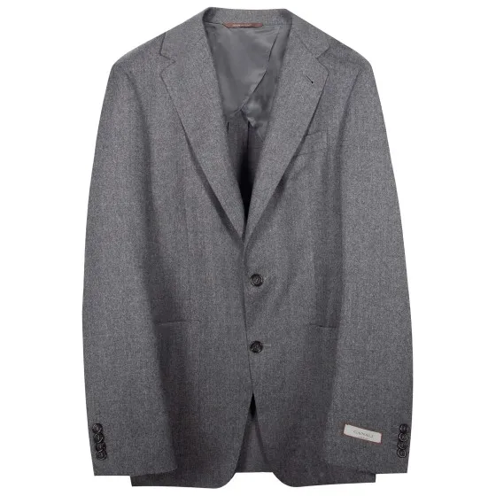 Grey Soft Flannel Blazer - Canali Impeccable Quality