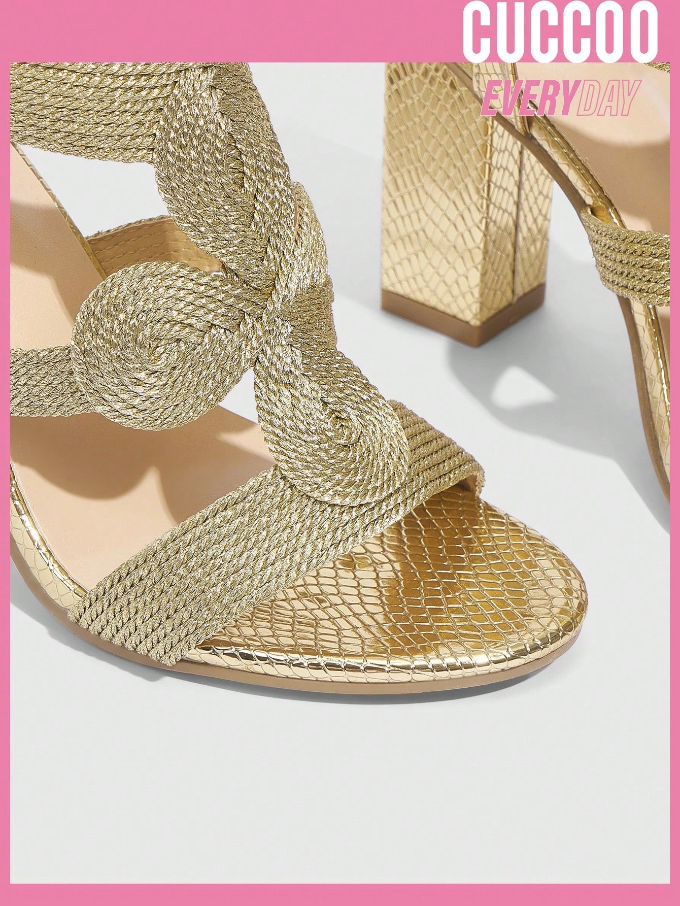 Handmade Braided High-Heel Sandals for Women, Gold - Fashionable Shoes for Spring and Summer