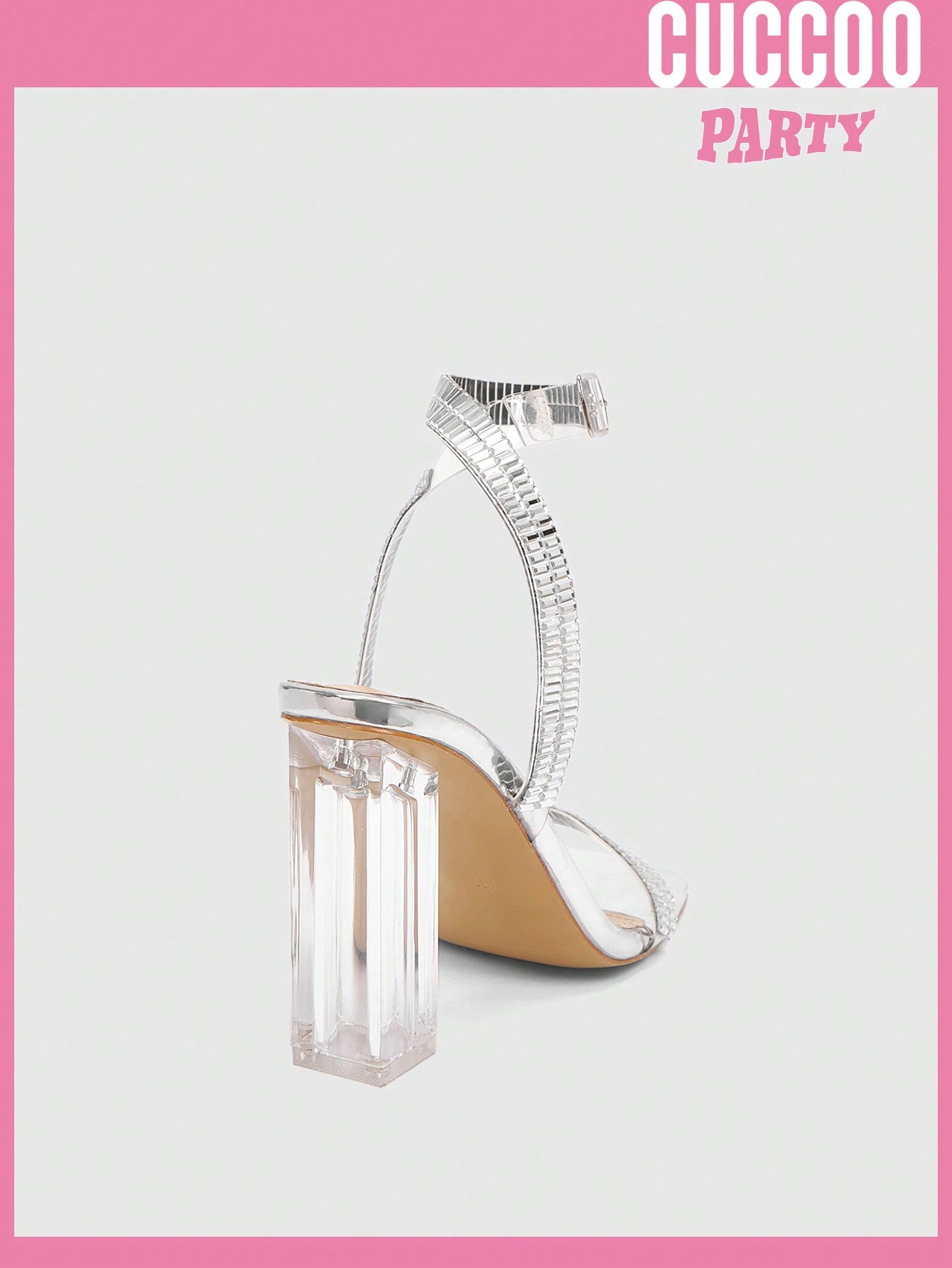 High Heel Sandals for Spring and Summer Prom Shoes - Square Toe, Fashionable and Clear with Rhinestone Embellishment