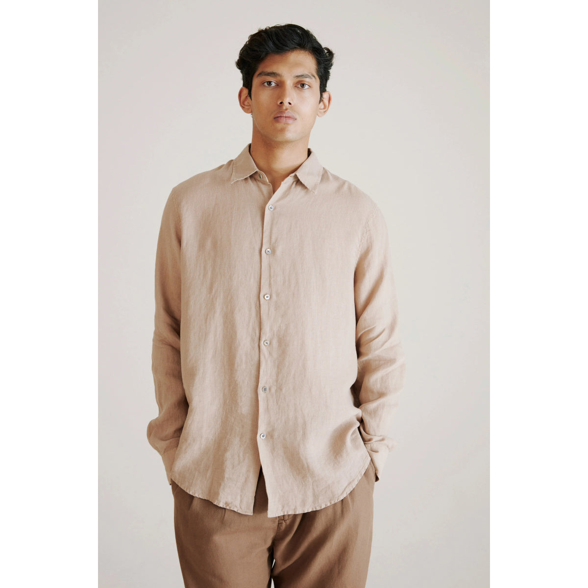 Hope Air Beige Clean Linen Shirt