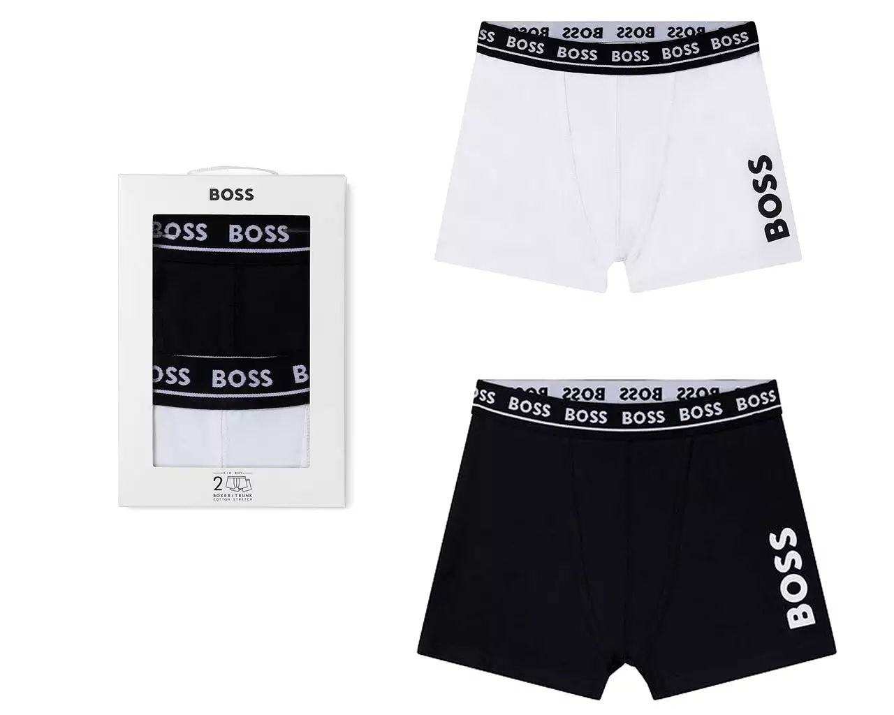 Hugo Boss Boy's J20328 09B Boxer Shorts Black White - Google SEO friendly result.