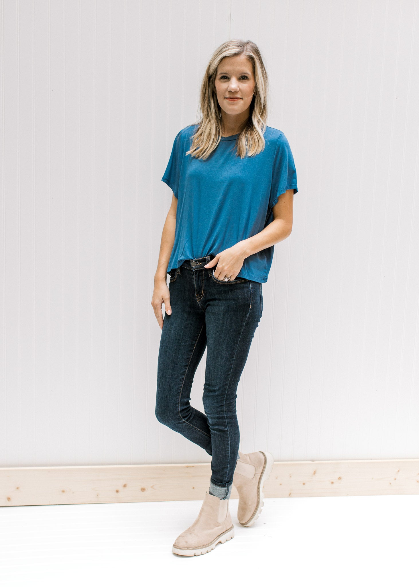 Indigo Cropped Tee