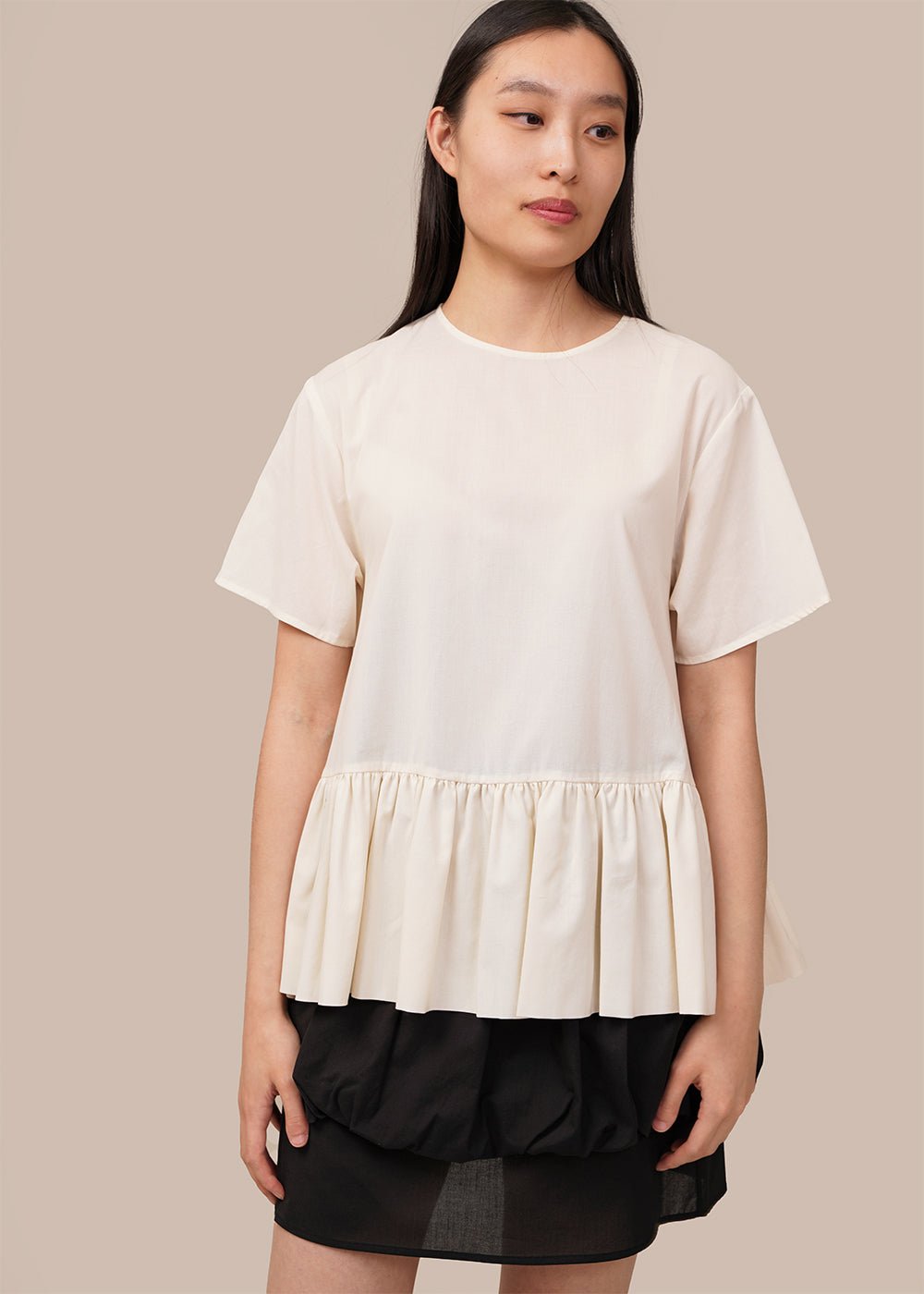 Ivory Short Sleeve Oversized Blouse