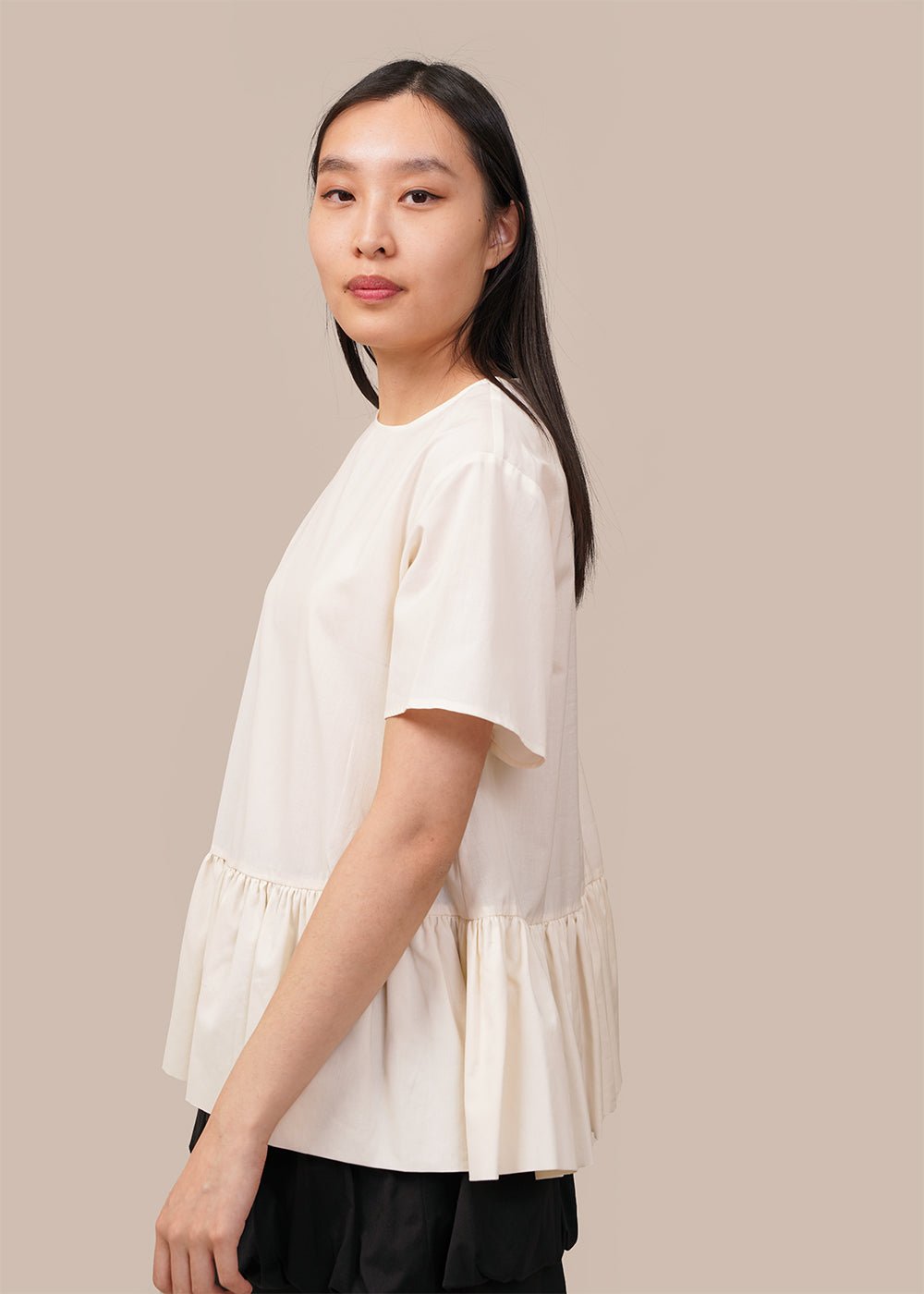 Ivory Short Sleeve Oversized Blouse