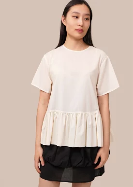 Ivory Short Sleeve Oversized Blouse