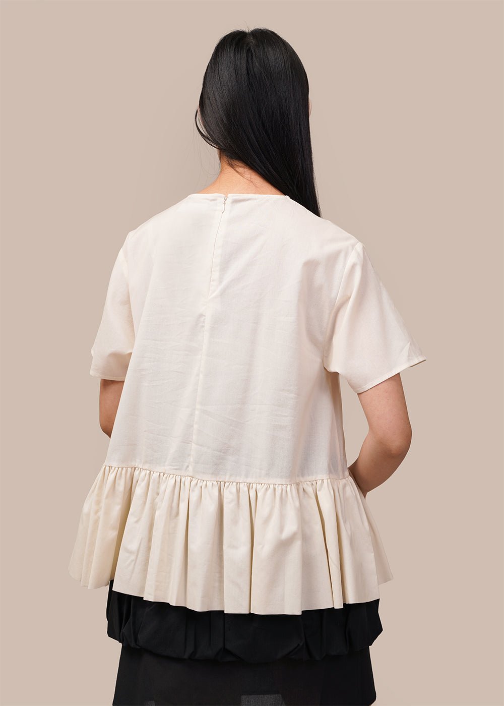 Ivory Short Sleeve Oversized Blouse