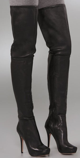 Jean-Michel Cazabat Zena Black Suede Thigh High Heeled Boots