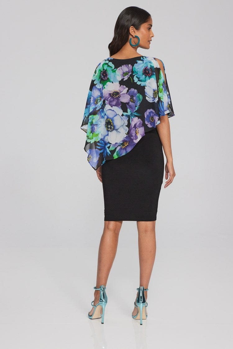 Joseph Ribkoff Floral Print Dress with Chiffon and Silky Knit - 241768