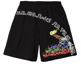 Juice Wrld Vlone shorts black, Legends Never Die, available now.