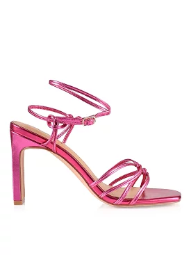 Kalista Hot Pink Metallic Block Heel Sandals