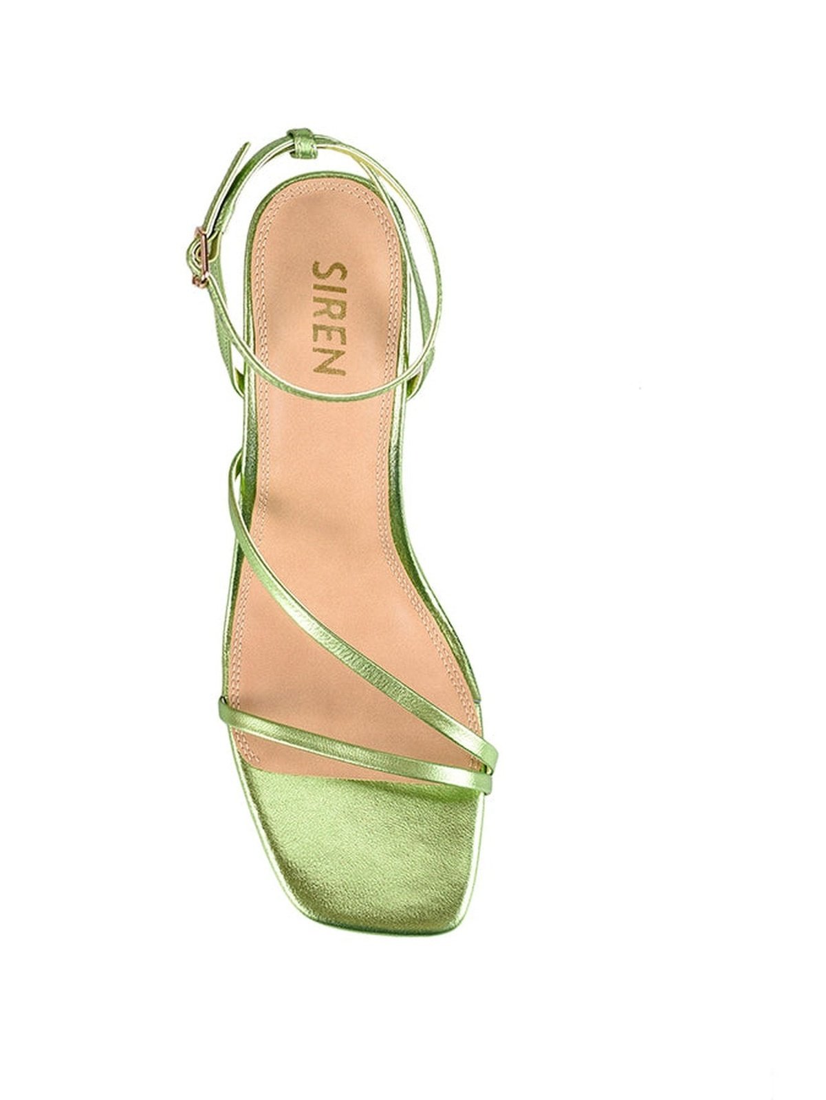 Kandice Block Heel Sandals - Lime Green Shiny Leather