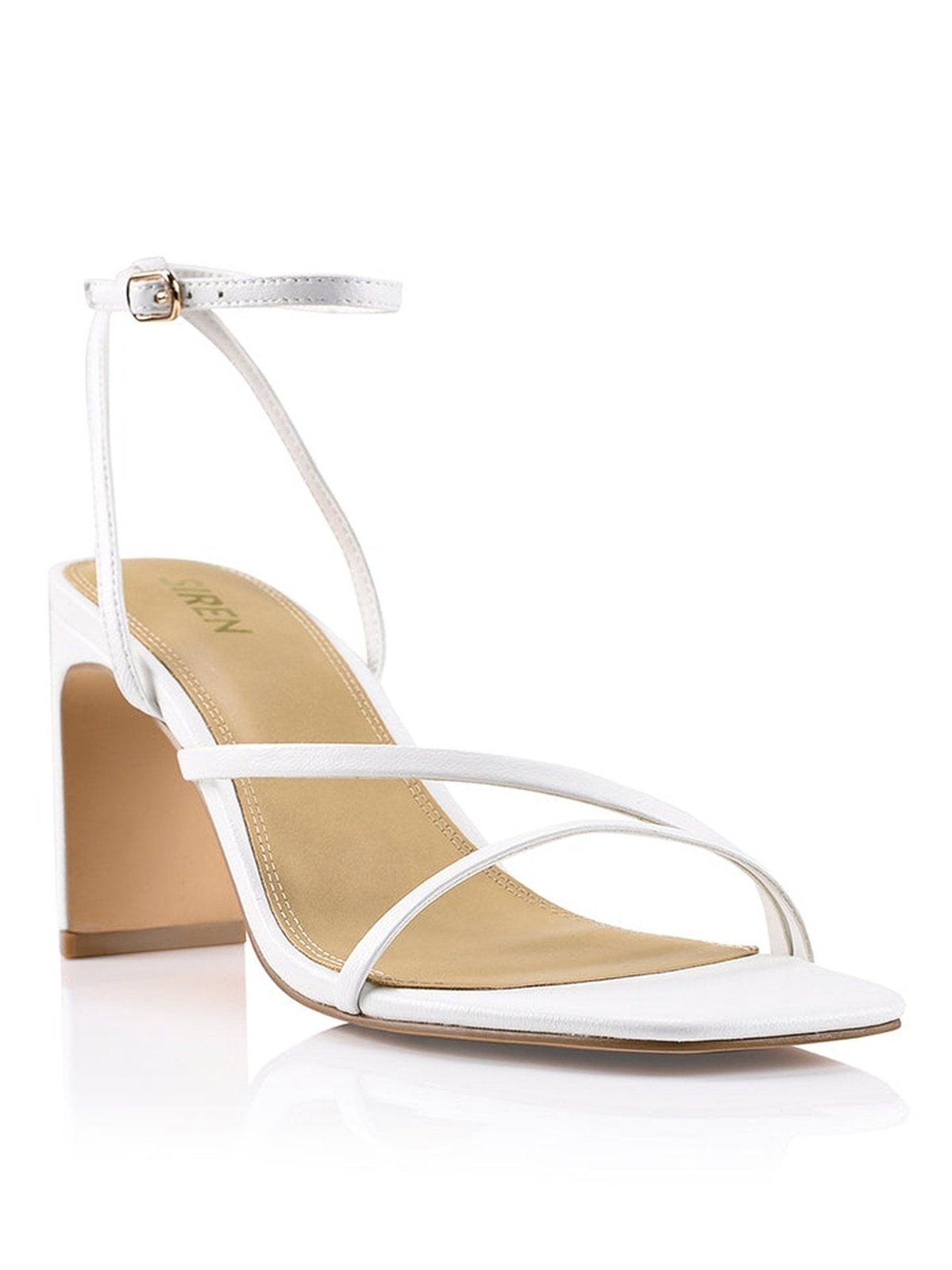 Kandice White Leather Block Heel Sandals