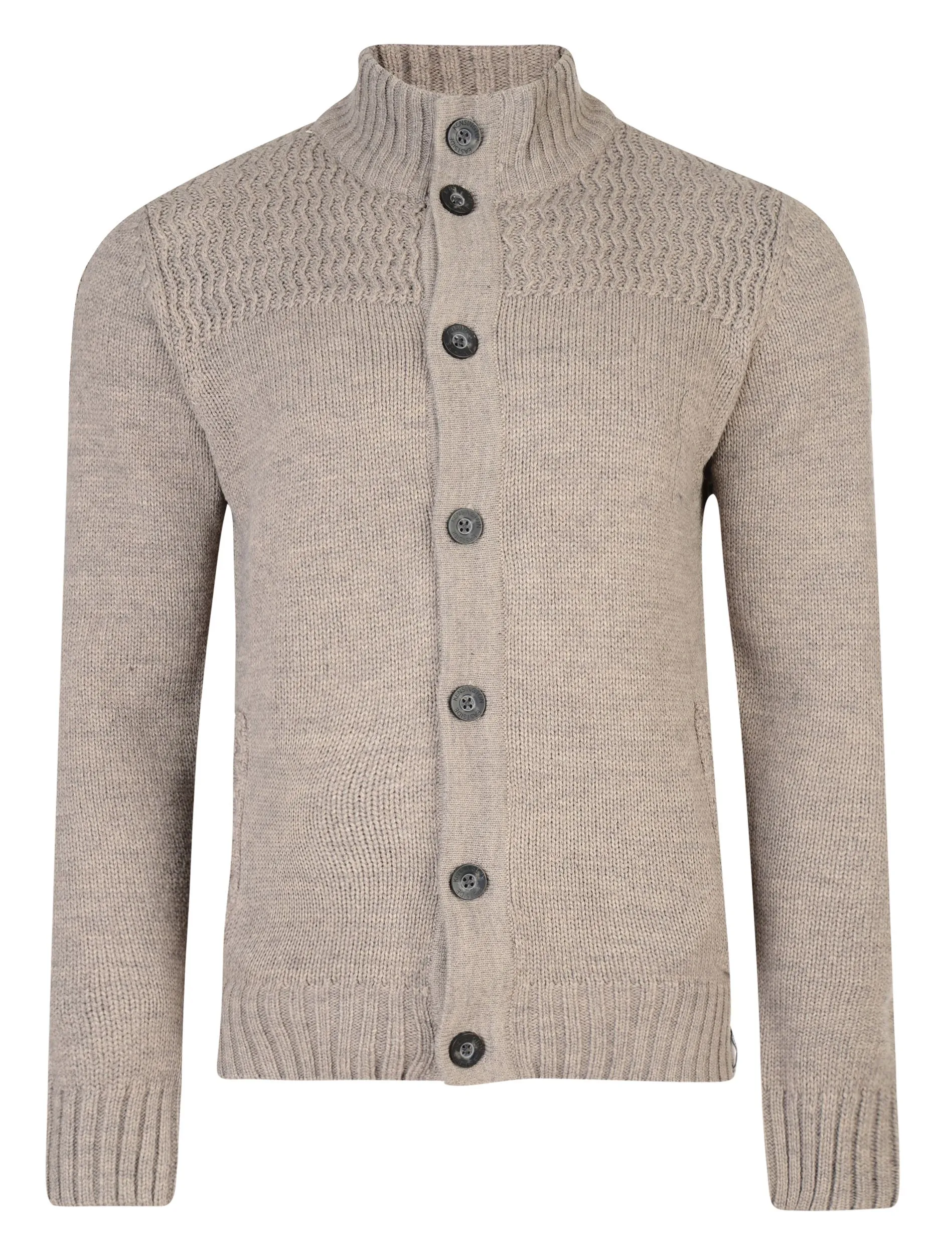 Taupe Marl Button Cardi Tramore Knit Cardigan in Kensington Eastside