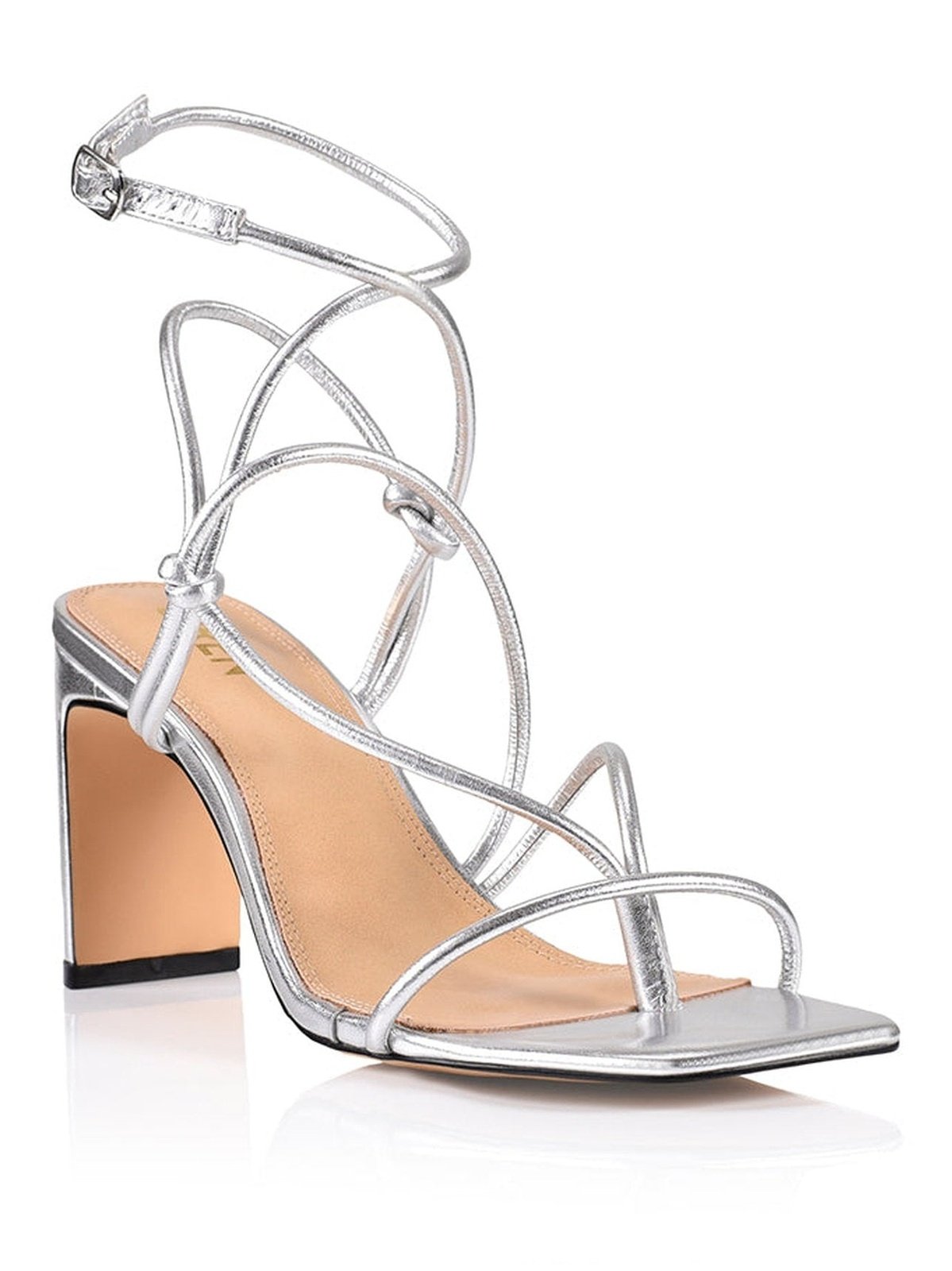 Kilby Silver Leather Block Heel Sandals