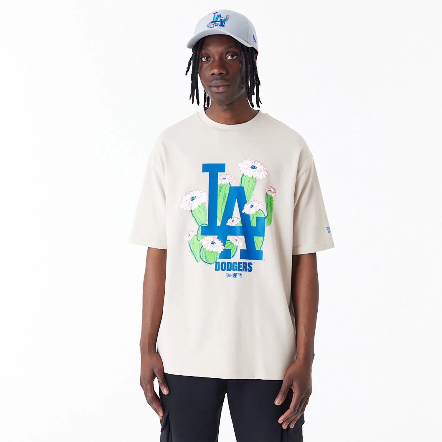 LA Dodgers Floral Logo Stone Oversized T-Shirt