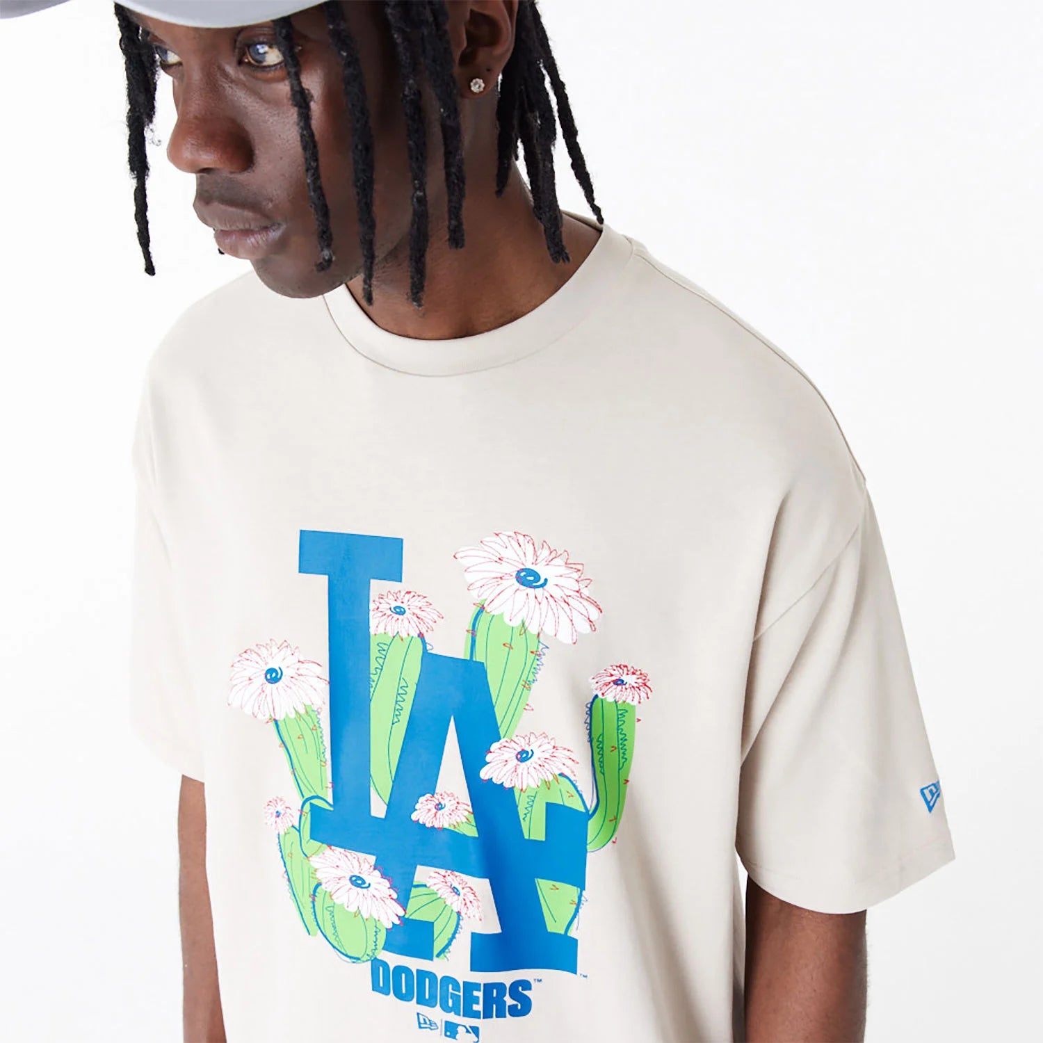 LA Dodgers Floral Logo Stone Oversized T-Shirt