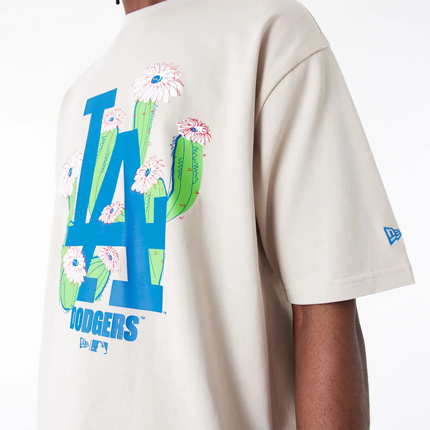 LA Dodgers Floral Logo Stone Oversized T-Shirt